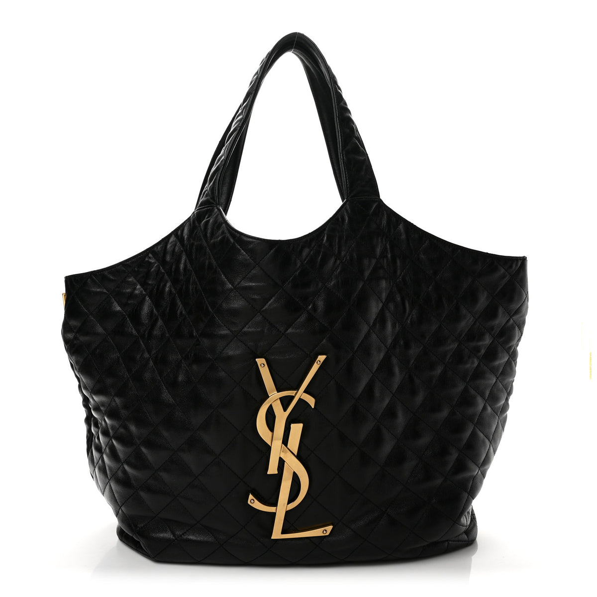 Lambskin Quilted Maxi Icare Shopping Tote Black