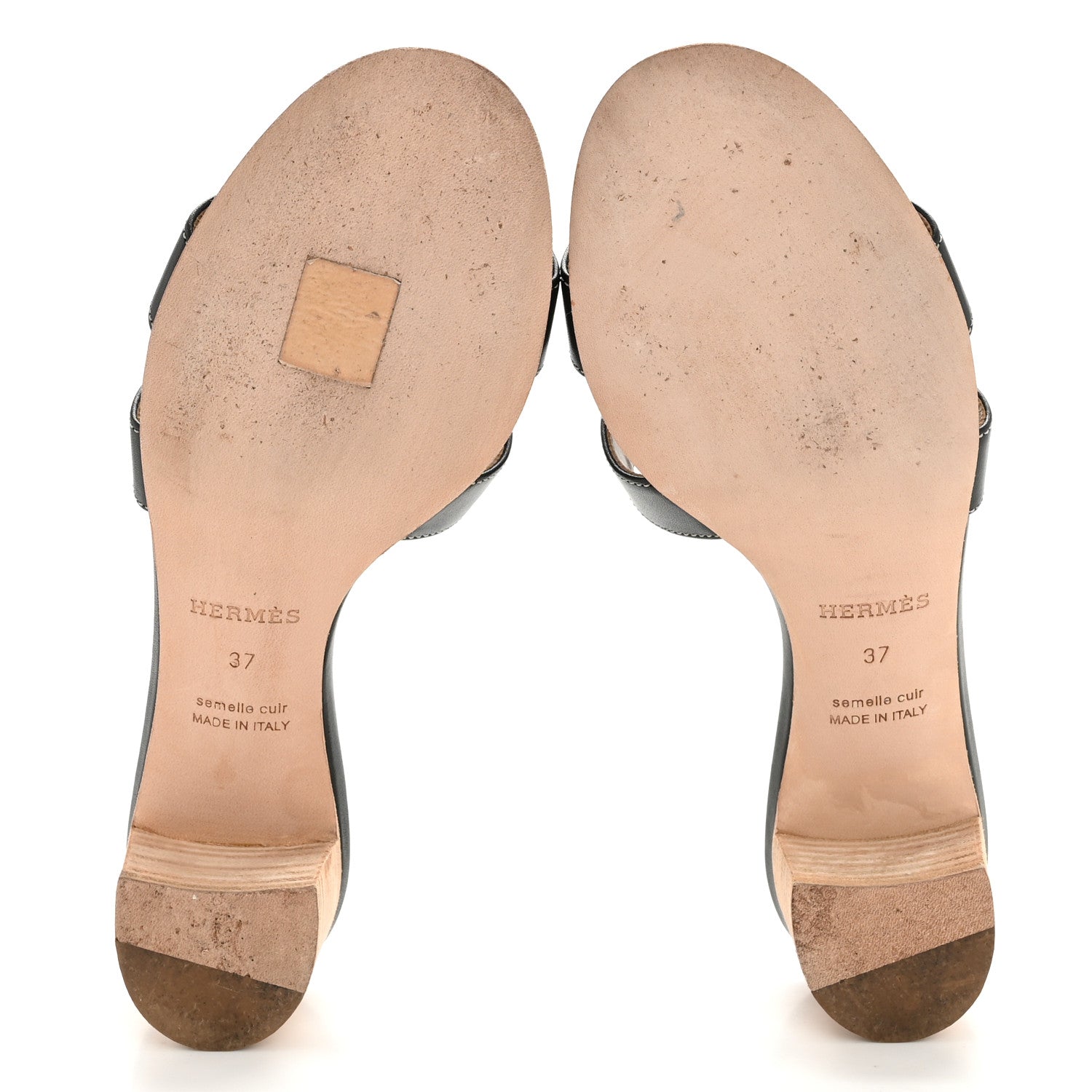 Hermes Calfskin Oasis Sandals 37 Black 6 of 11