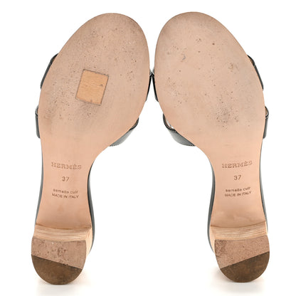 Hermes Calfskin Oasis Sandals 37 Black 6 of 11