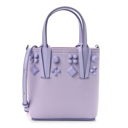 Christian Louboutin Calfskin Empire Spike Studded Mini North South Cabata Tote Lilac Smoke 1 of 8