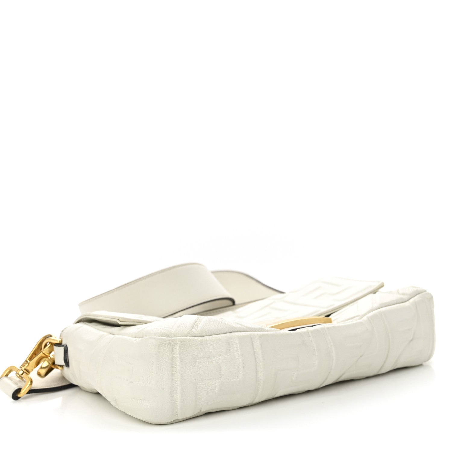 Fendi Nappa FF 1974 Embossed Large Baguette White 4 of 10