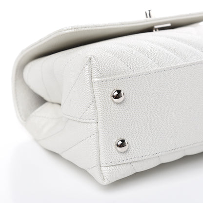 Chanel Iridescent Caviar Chevron Quilted Mini Coco Handle Flap White 8 of 11
