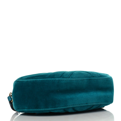 Gucci Velvet Matelasse GG Marmont Belt Bag 75 30 Pavone Cyan 4 of 10