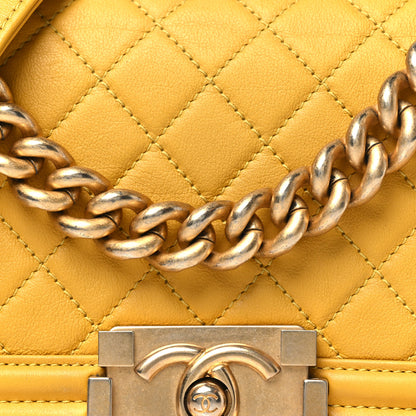 Chanel Lambskin Quilted Small Boy Flap Yellow 8 of 10