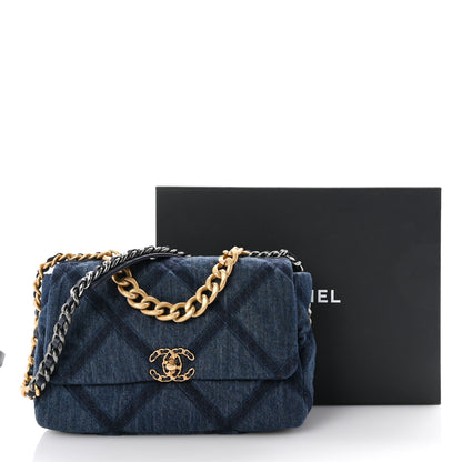 Chanel Denim Quilted Large Chanel 19 Flap Blue 10 of 10