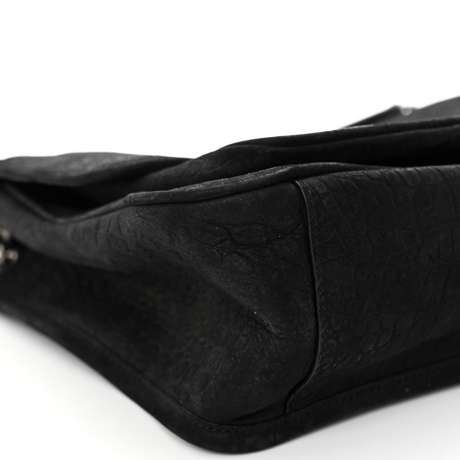 Saint Laurent Nubuck Crocodile Embossed Monogram Medium Niki Chain Satchel Black 8 of 9