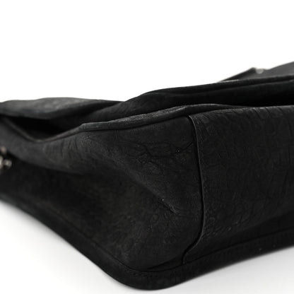 Saint Laurent Nubuck Crocodile Embossed Monogram Medium Niki Chain Satchel Black 8 of 9