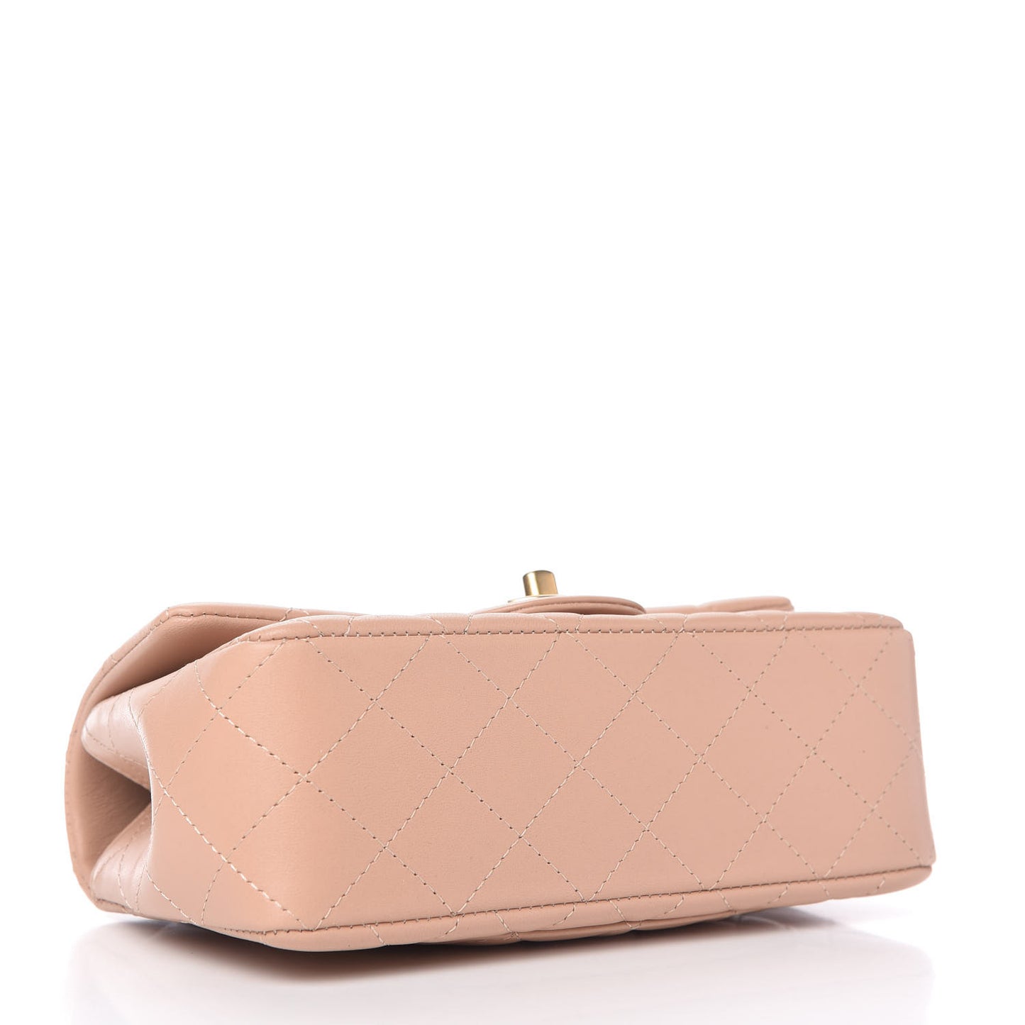 Lambskin Quilted Mini Top Handle Rectangular Flap Beige