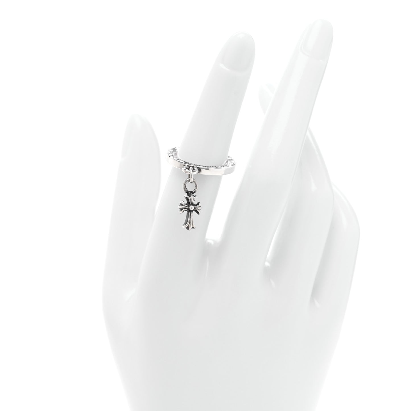 Sterling Silver Cross Charm Ring 50 5.25
