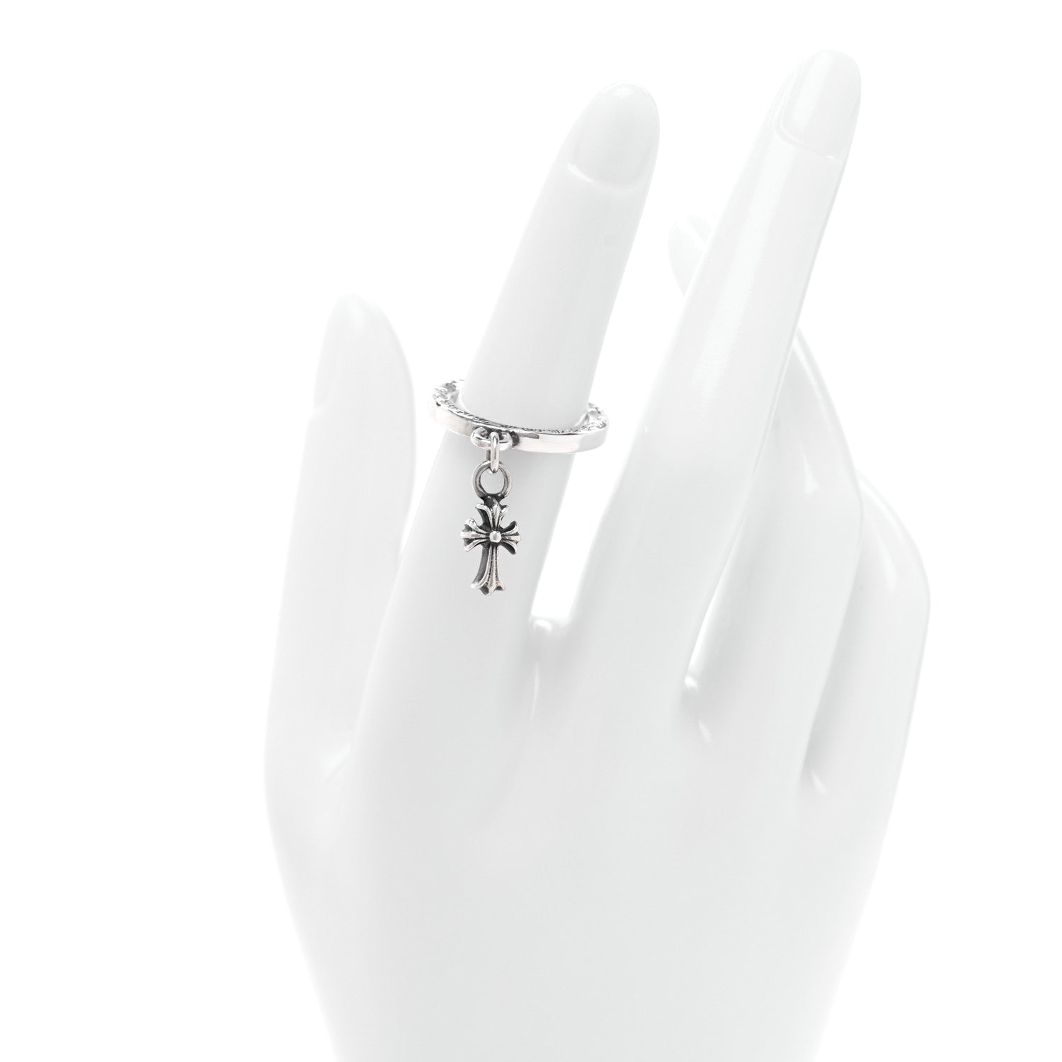 Chrome Hearts Sterling Silver Cross Charm Ring 50 5.25 1 of 4
