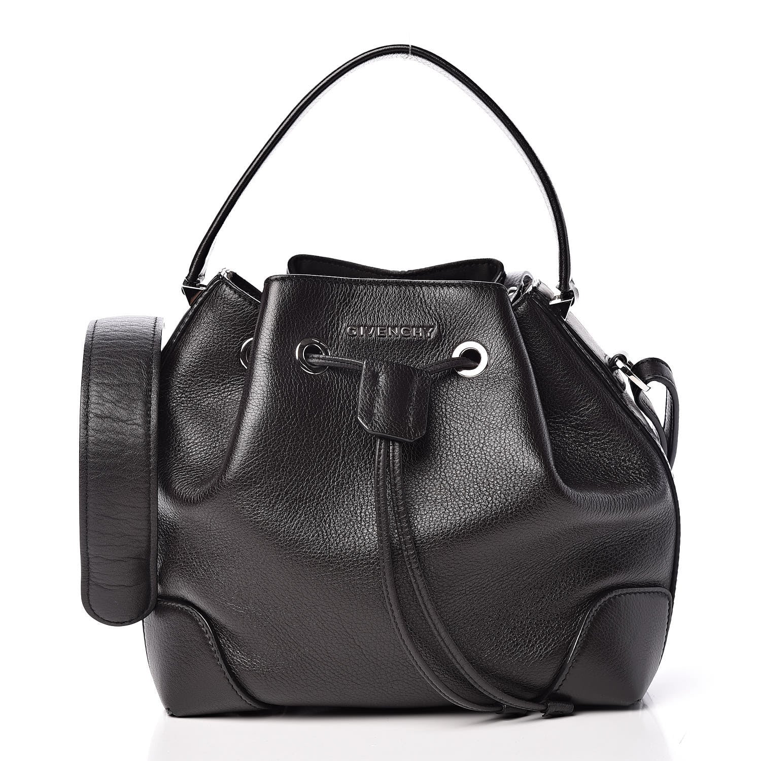 Givenchy Calfskin Small Lucrezia Drawstring Bucket Bag Black 4 of 13