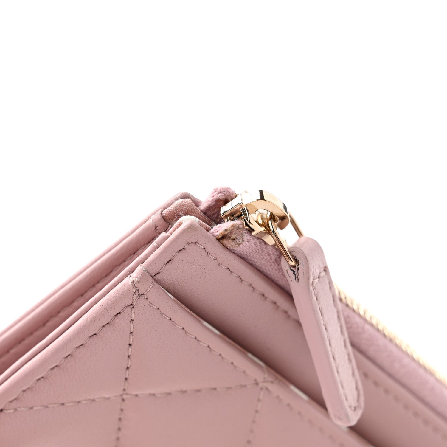 Chanel Lambskin Quilted Pearl Crystal CC Zip Around Card Holder Pink 9 of 10