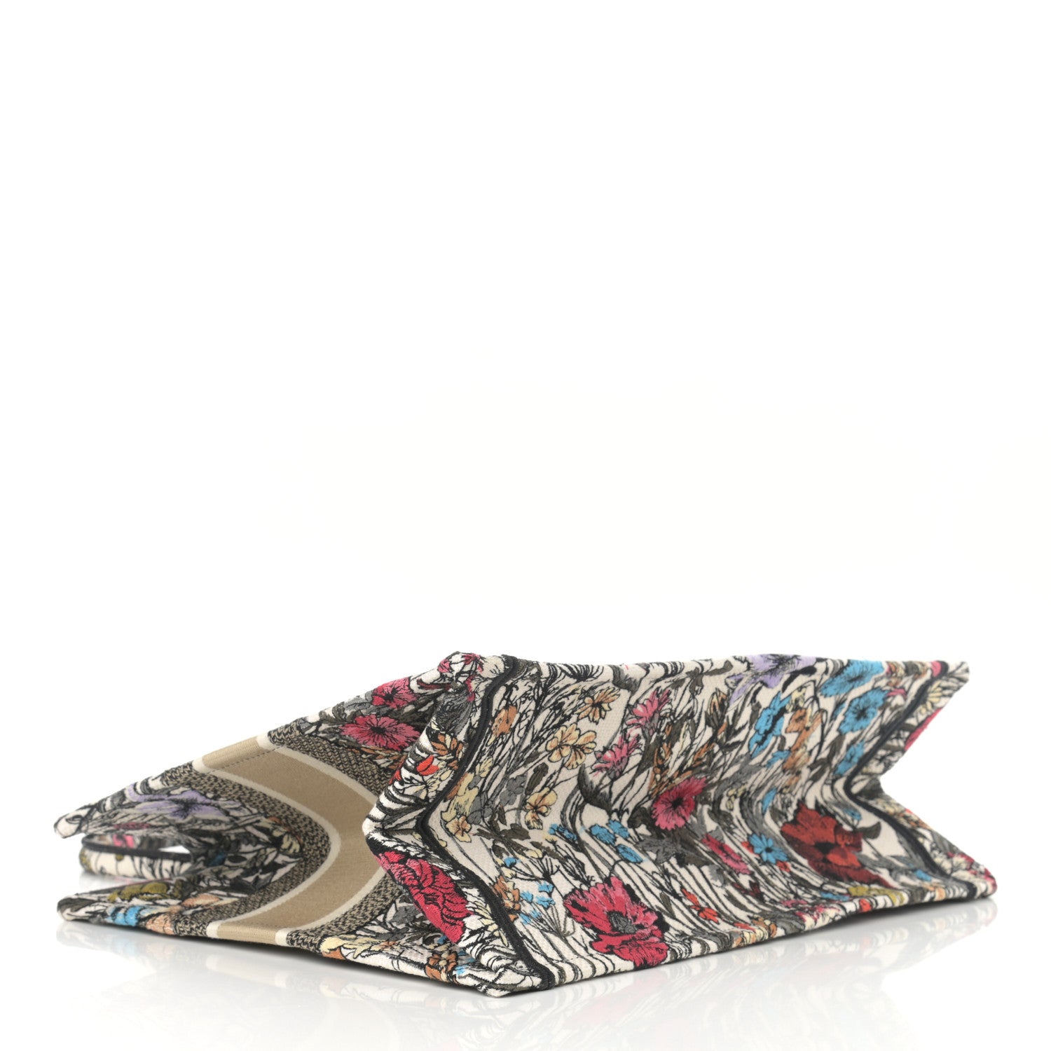 Christian Dior Canvas Embroidered Medium Mille Fleurs Book Tote Multicolor 4 of 11