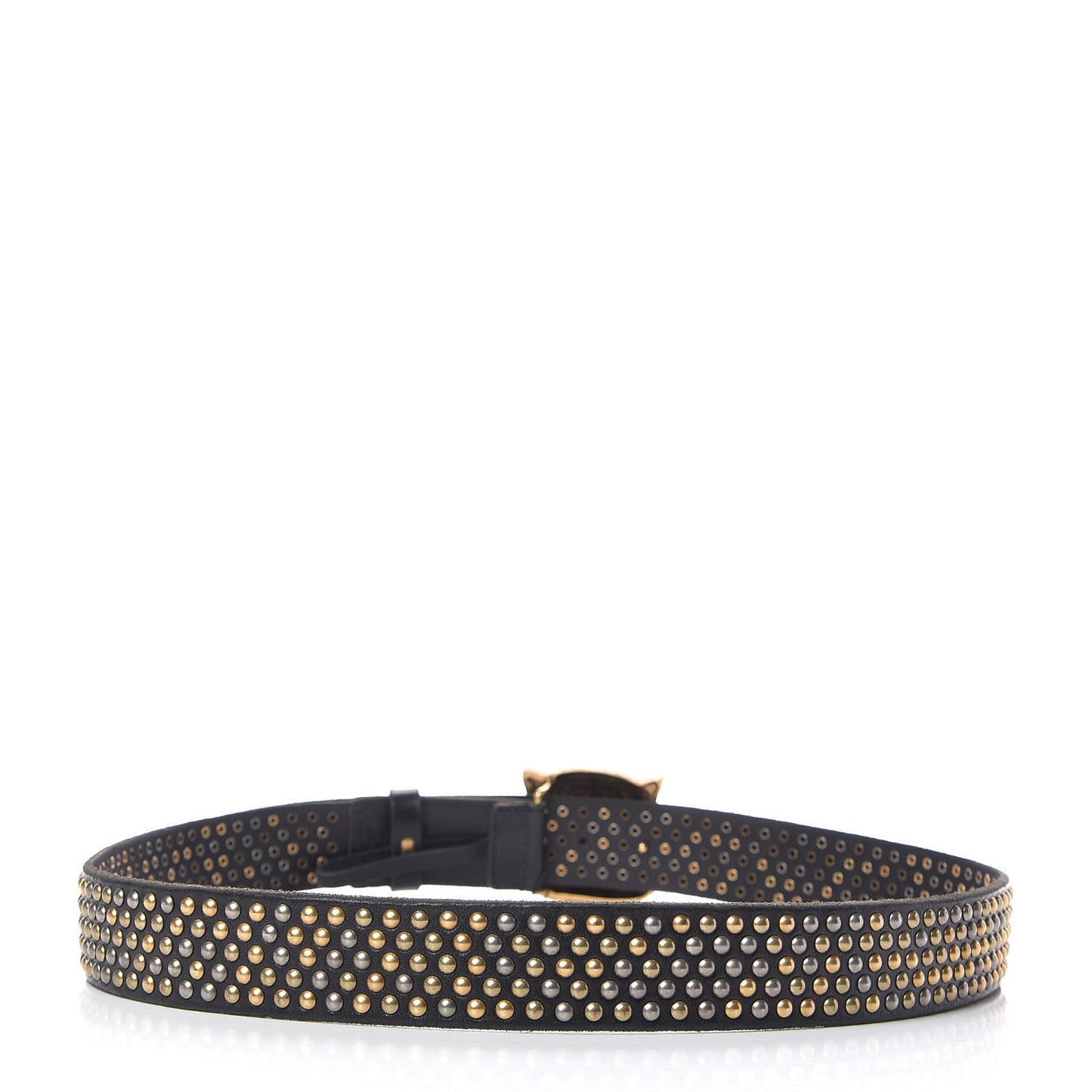 Calfskin Studded Feline Belt 100 40 Black