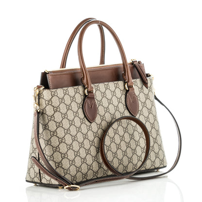 Gucci GG Supreme Monogram Small Zip Top Tote Beige Tuscany 3 of 7