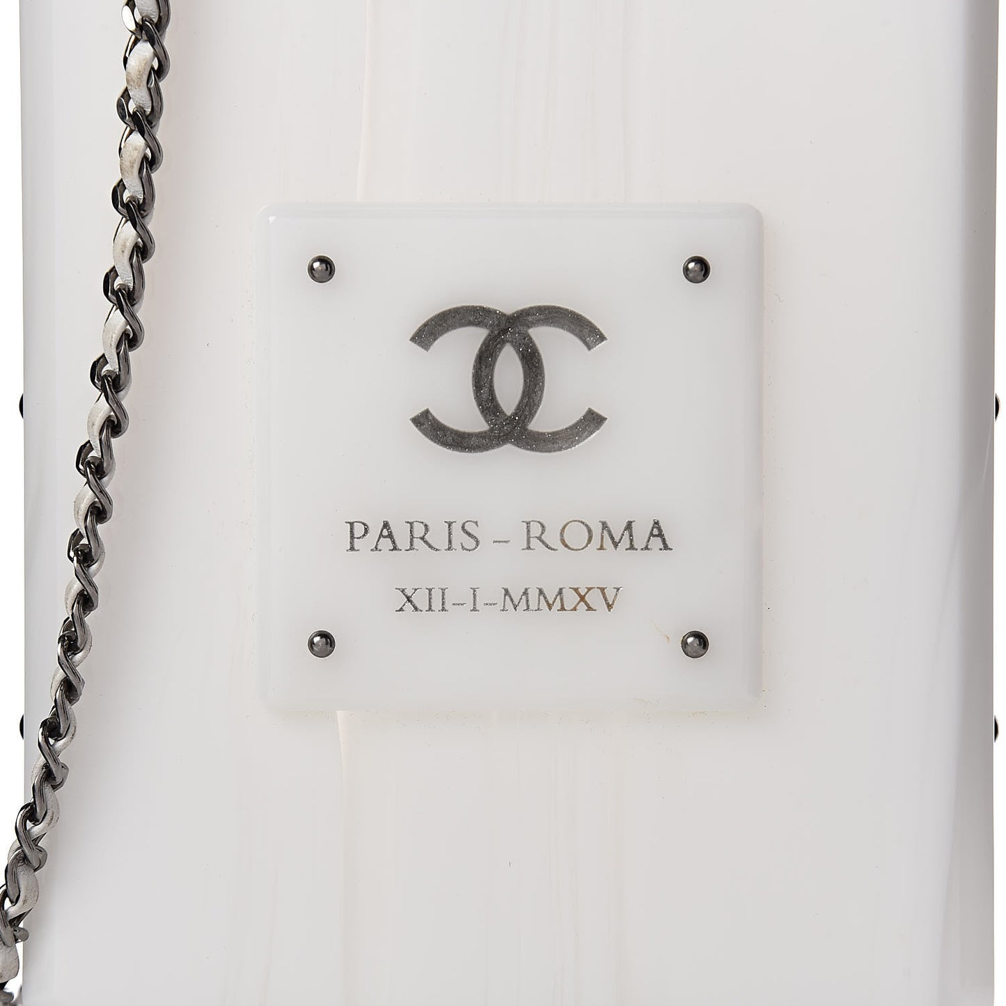 Marbled Plexiglass Buonasera Perfume Bottle Clutch White