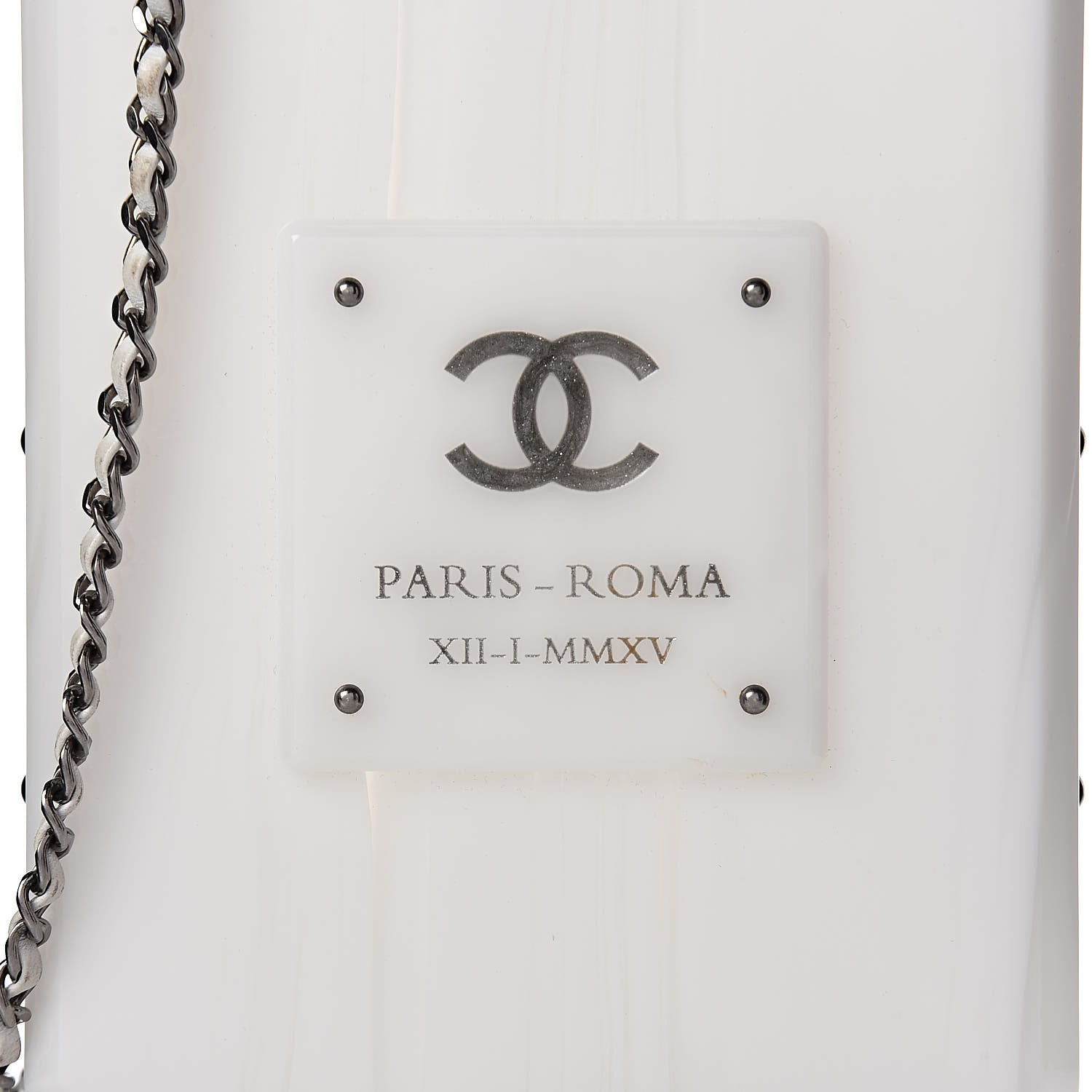 Chanel Marbled Plexiglass Buonasera Perfume Bottle Clutch White 9 of 10