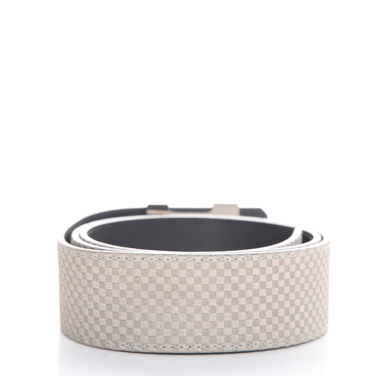Louis Vuitton Suede Calfskin Mini Damier 40mm LV Initiales Belt 85 34 Grey 3 of 9