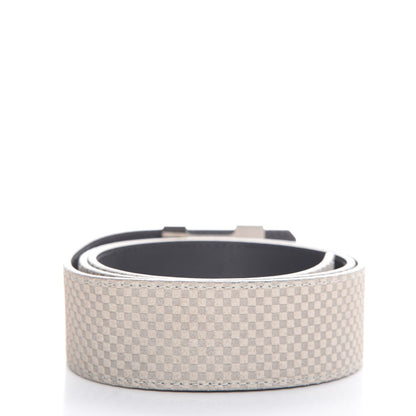 Louis Vuitton Suede Calfskin Mini Damier 40mm LV Initiales Belt 85 34 Grey 3 of 9