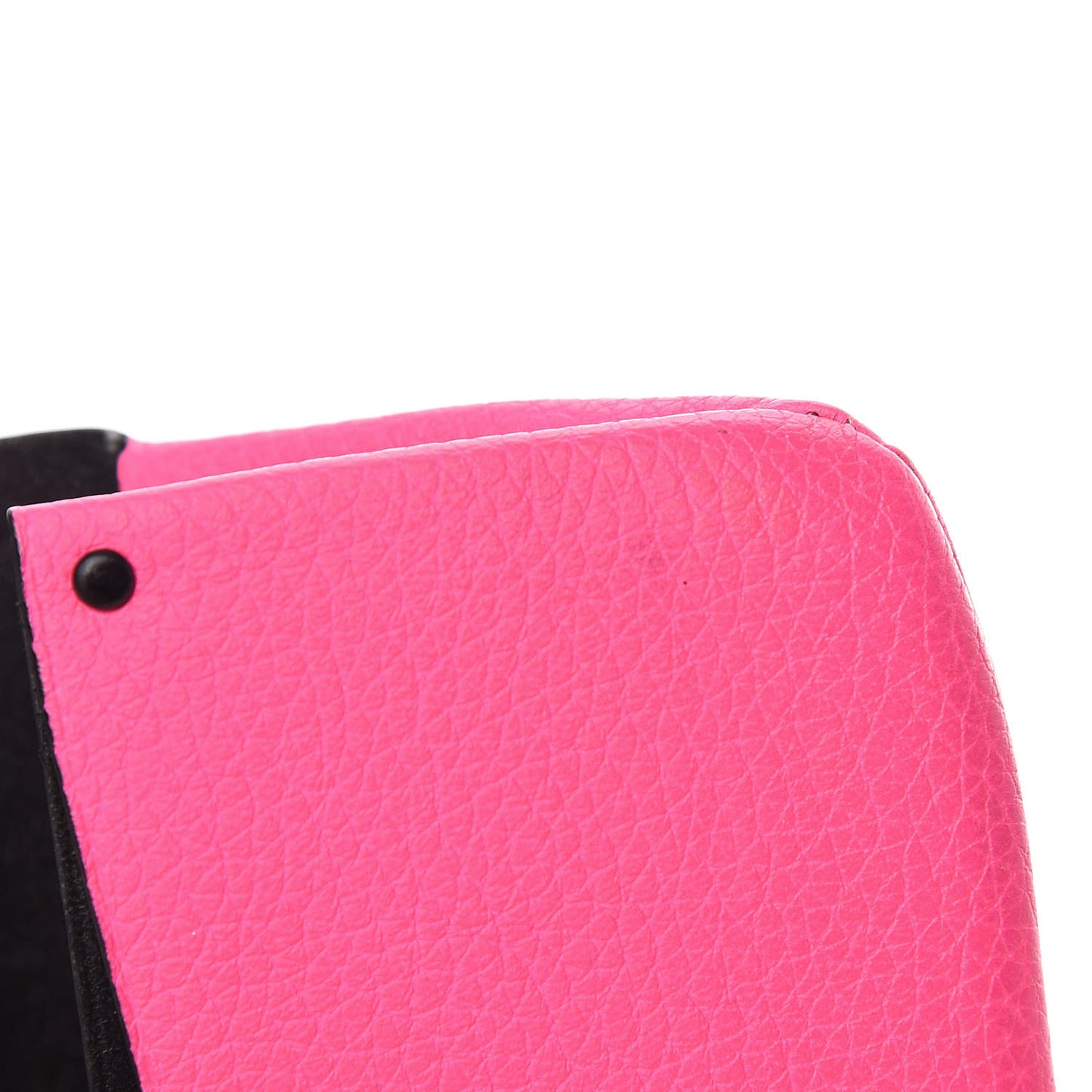 Calfskin Flap Card Holder Fluo Pink
