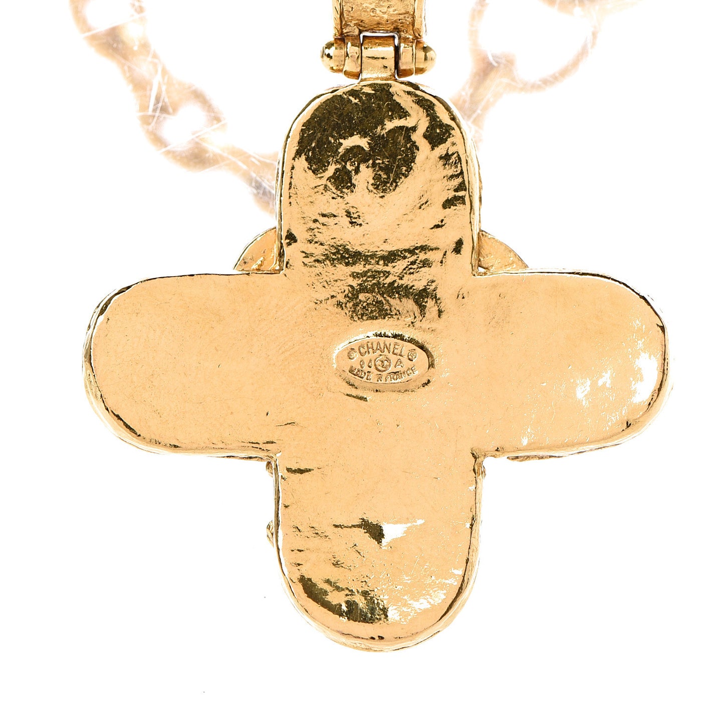 Long CC Cross Pendant Necklace Gold