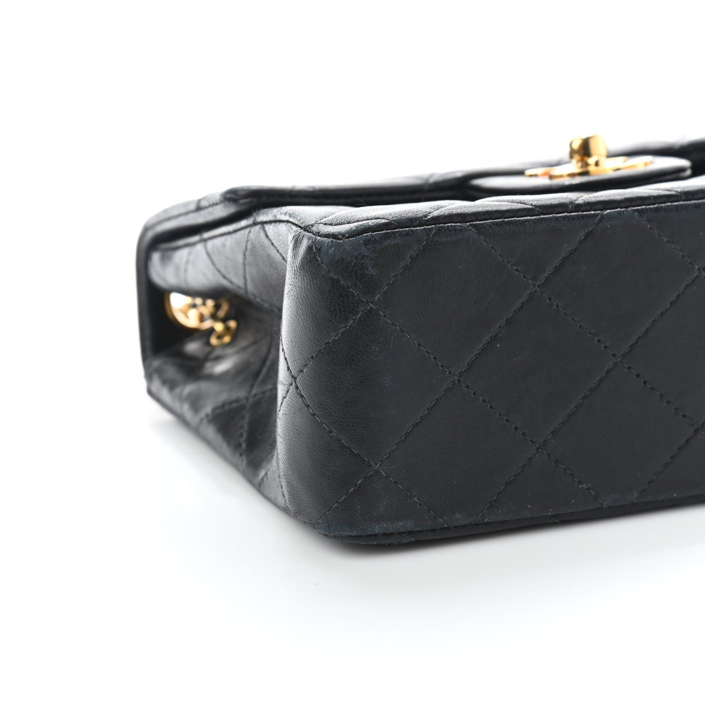 Lambskin Quilted Mini Square Flap Black