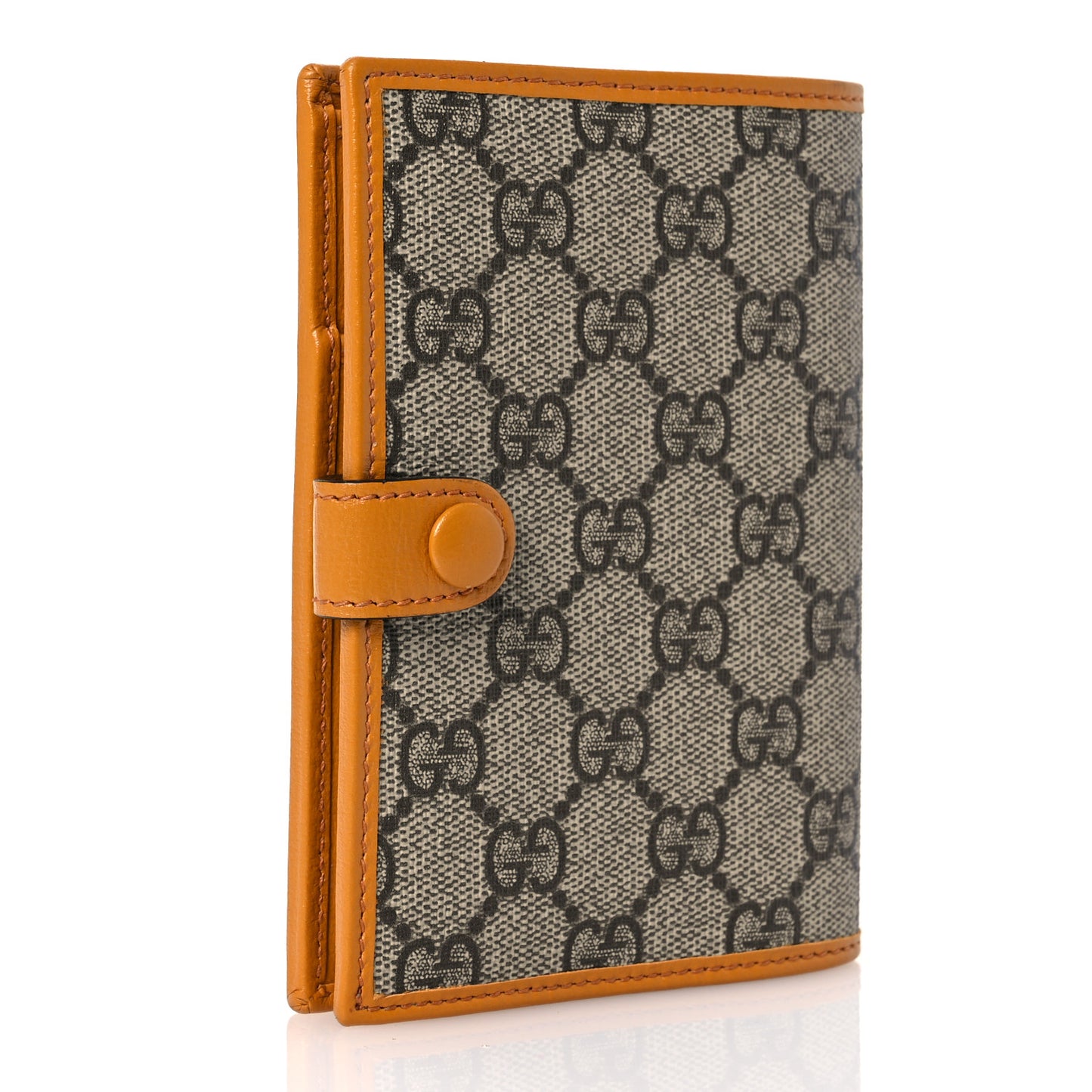 GG Supreme Monogram Textured Calfskin Retro Interlocking G Passport Case Beige Yellow