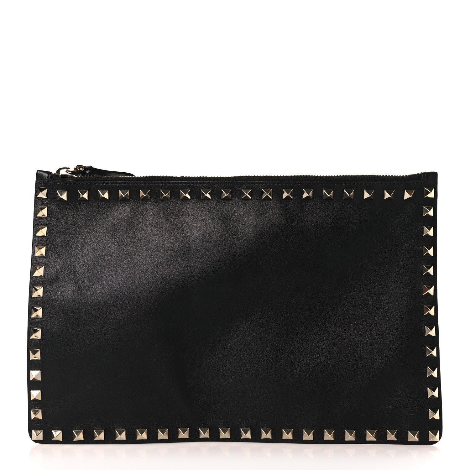 Valentino Garavani Vitello Large Rockstud Zip Wristlet Pouch Black 1 of 6
