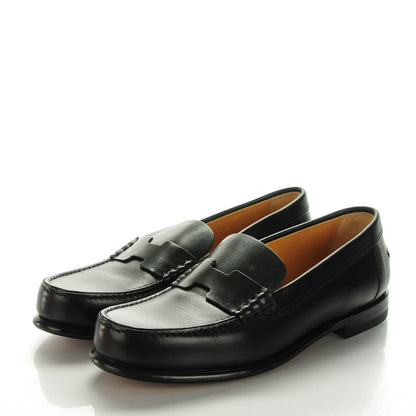 Hermes Tuscan Calfskin Kennedy Moccasin Loafers 38 Black 3 of 8