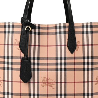 Burberry Grainy Calfskin Haymarket Check Medium Reversible Tote Black 11 of 19