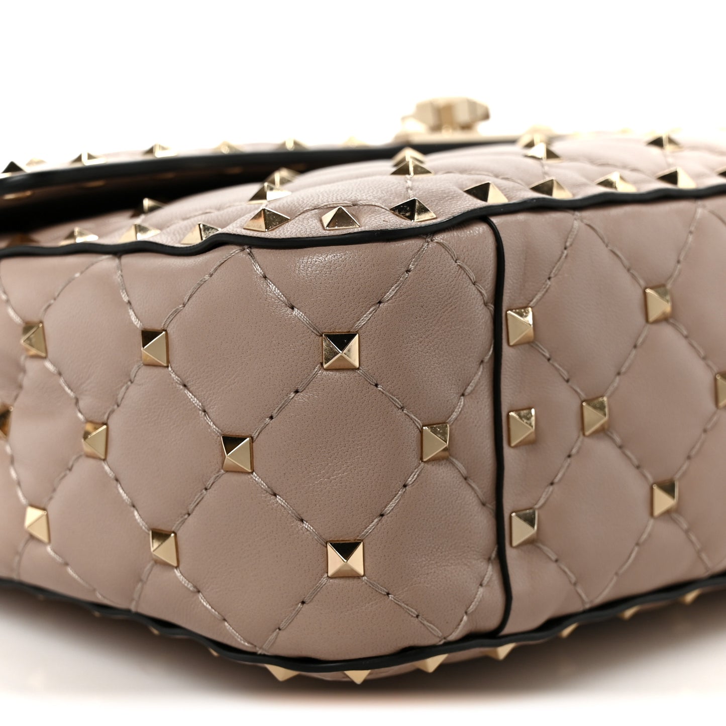 Nappa Medium Rockstud Spike Shoulder Bag Poudre