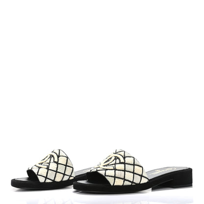 Chanel Pearl Embroidery CC Mules 37 Black White 3 of 7