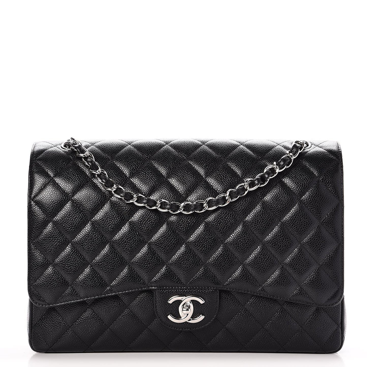 Caviar Quilted Maxi Double Flap Black