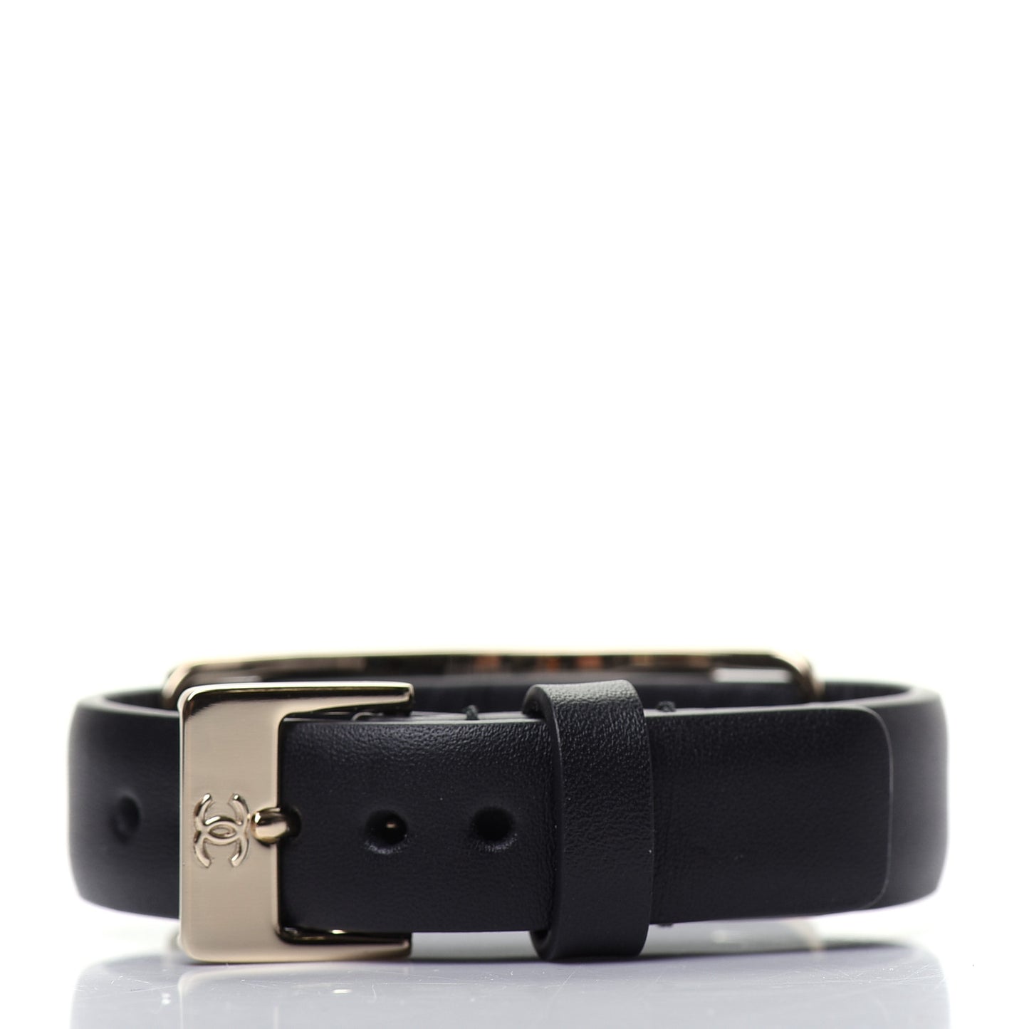 Calfskin Logo Buckle Bracelet Black