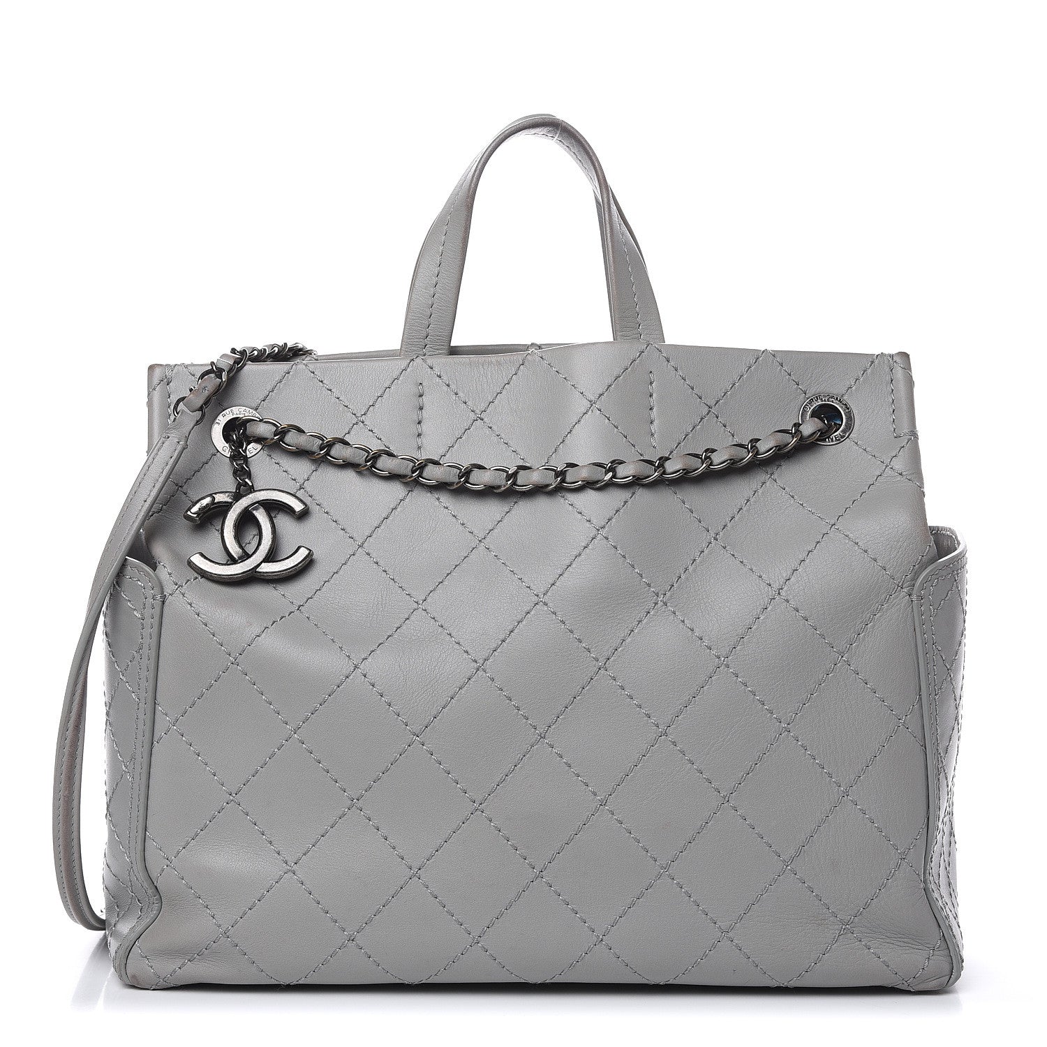 Chanel Grained Calfskin Small CC Pocket Tote Grey 1 of 17