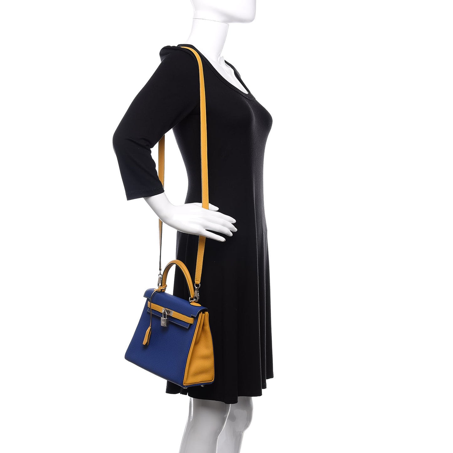 Togo Horseshoe Kelly Retourne 25 Bleu Electrique Jaune Ambre