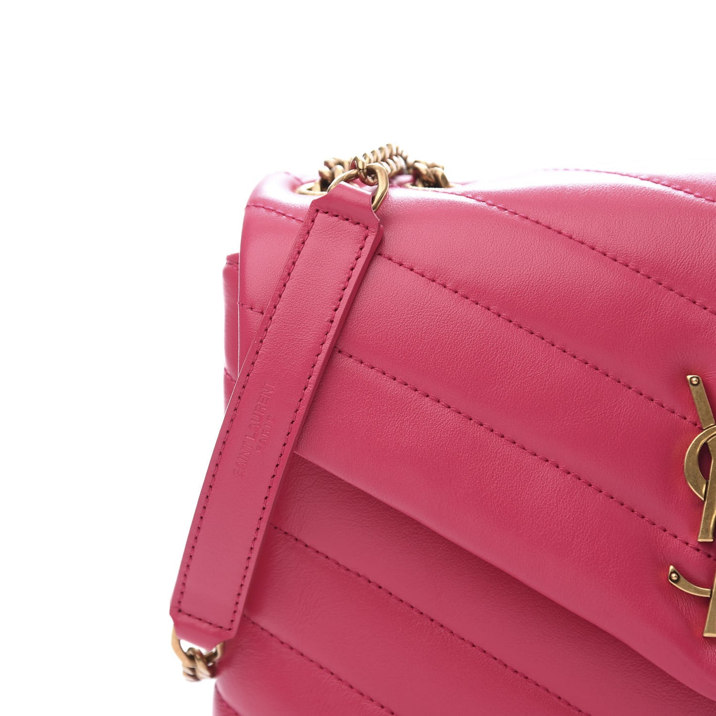 Calfskin Y Quilted Monogram Small Loulou Chain Satchel Fresh Fuchsia