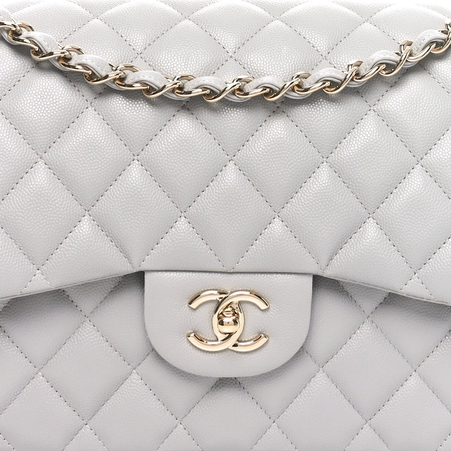 Chanel Caviar Quilted Jumbo Double Flap Grey 8 of 11