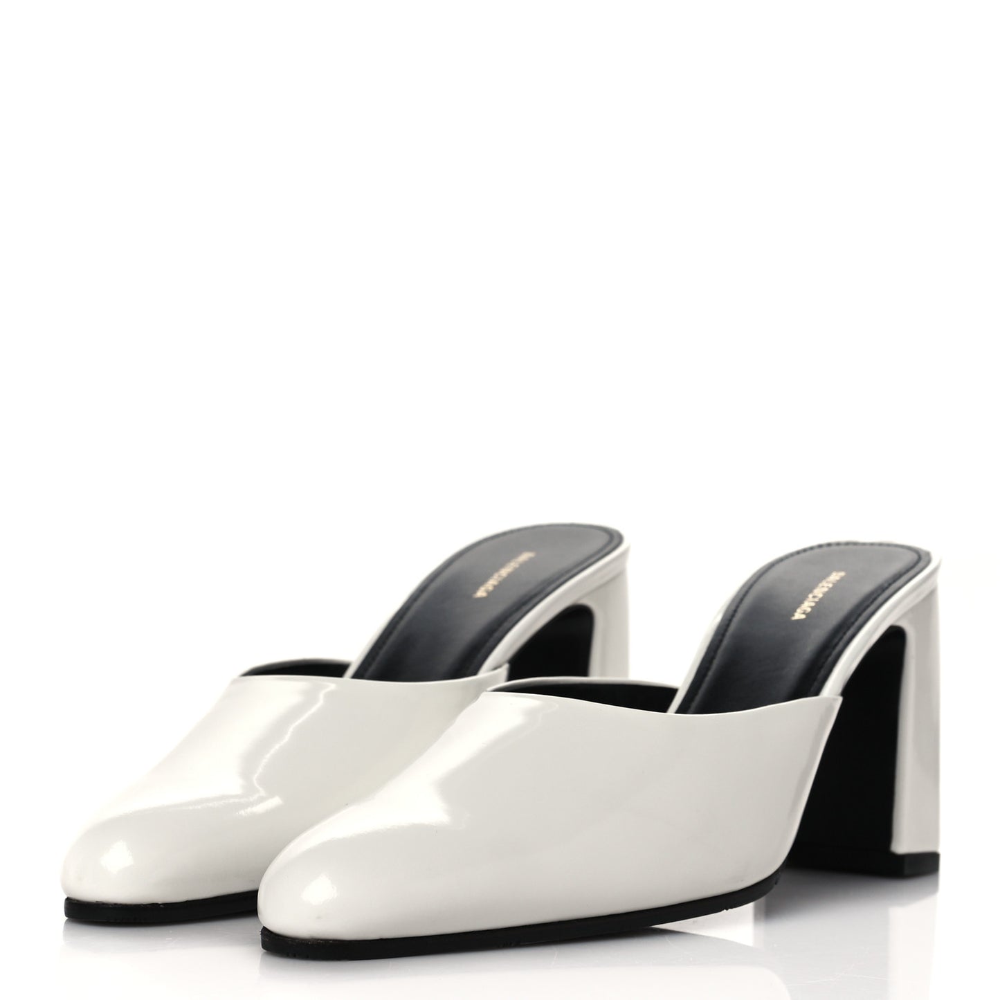 Patinated Calfskin Mule Pumps 36 Optic White