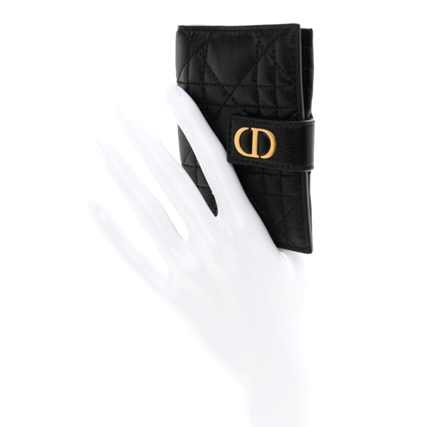 Supple Calfskin Cannage Caro Dandelion Card Holder Black