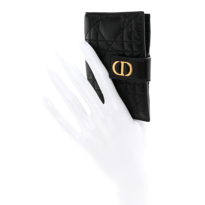 Christian Dior Supple Calfskin Cannage Caro Dandelion Card Holder Black 2 of 7