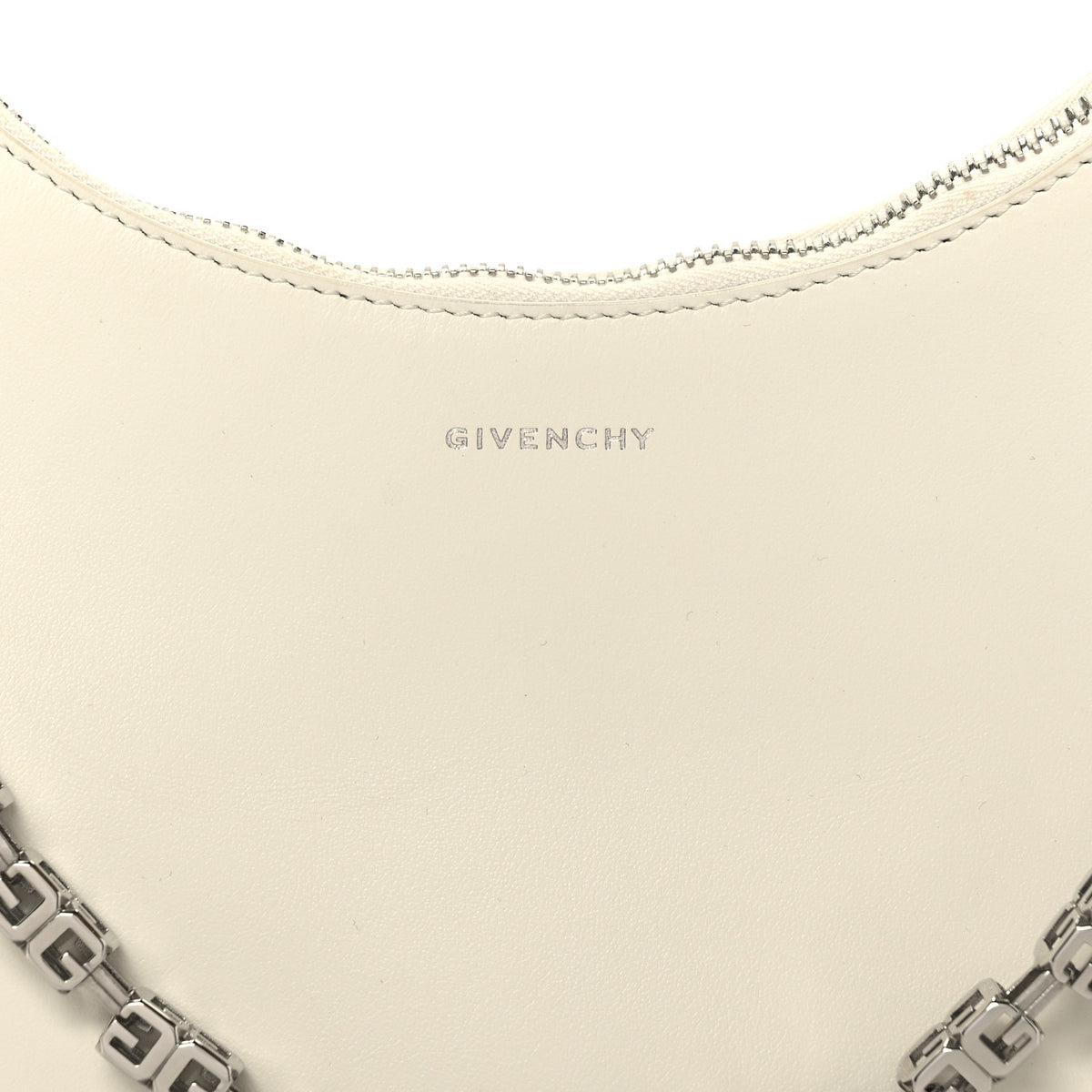 Givenchy Smooth Calfskin Small Moon Cut Out Shoulder Bag Ivory 7 of 9