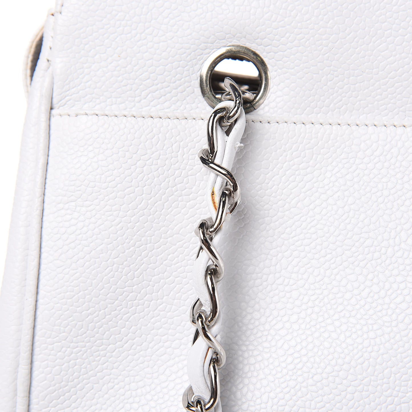Caviar Logo Shoulder Bag White