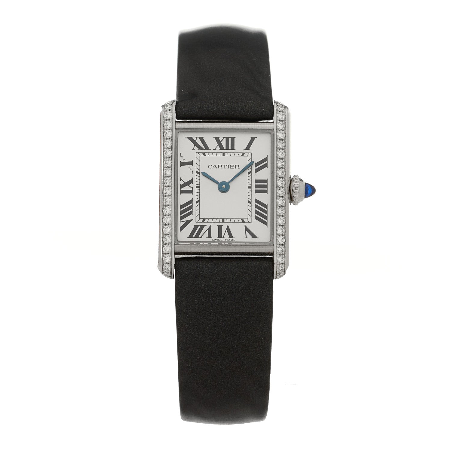 Cartier Stainless Steel Satin Diamond 22mm Must de Cartier Tank Quartz Watch 1 of 5