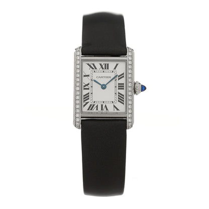 Cartier Stainless Steel Satin Diamond 22mm Must de Cartier Tank Quartz Watch 1 of 5