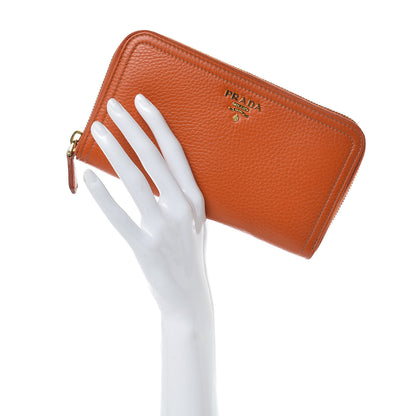 Prada Vitello Daino Zip Around Wallet Papaya 2 of 10