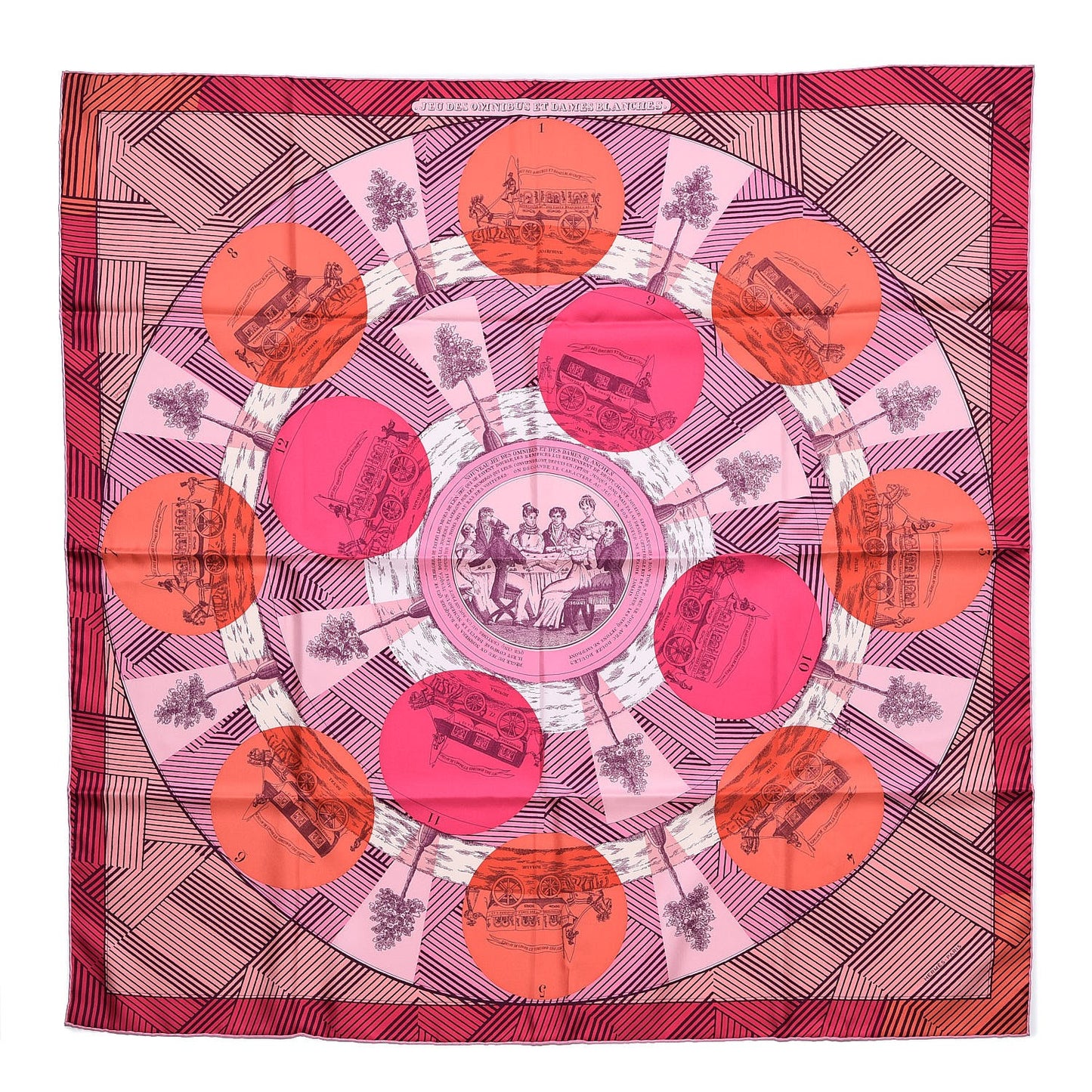 Silk Jeu Des Omnibus Remix Scarf 90 Rose Corail Fuchsia