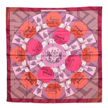 Hermes Silk Jeu Des Omnibus Remix Scarf 90 Rose Corail Fuchsia 1 of 4