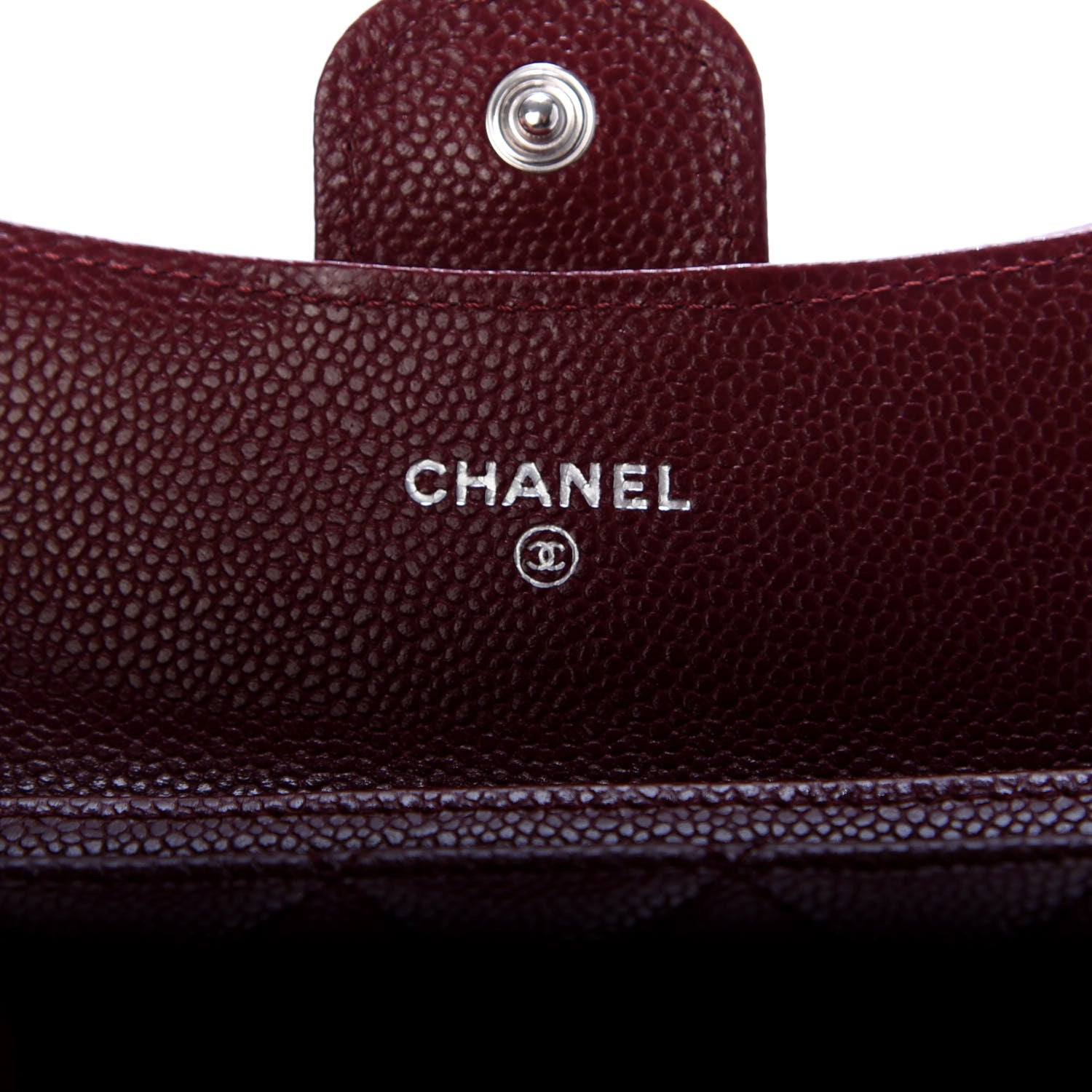 Chanel Caviar Quilted Flap Card Holder Wallet Dark Red 6 of 9