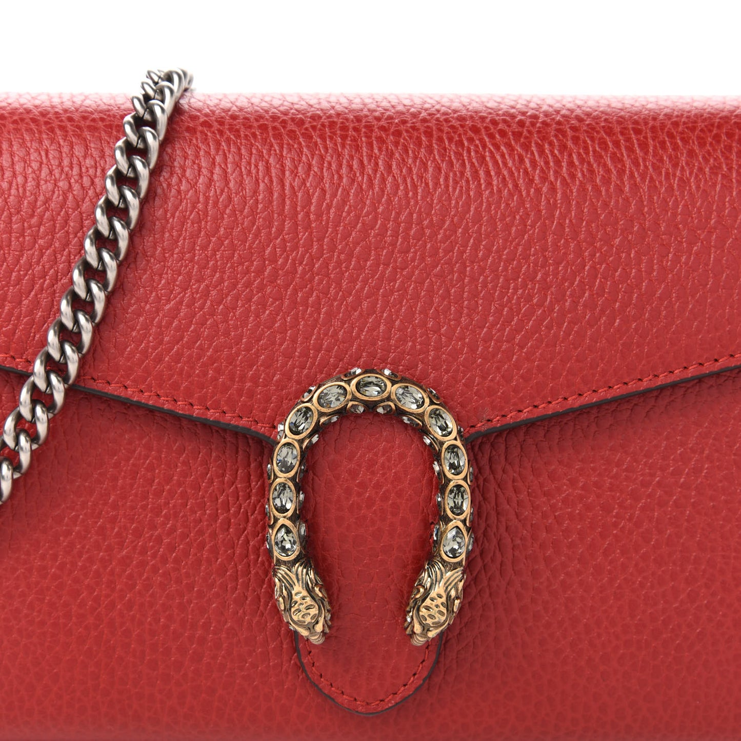 Calfskin Mini Dionysus Chain Wallet Hibiscus Red